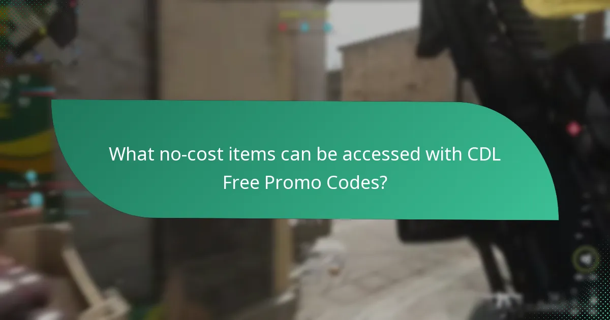 What no-cost items can be accessed with CDL Free Promo Codes?